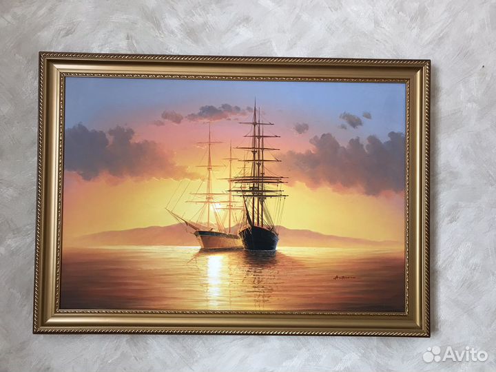 Картина маслом парусник