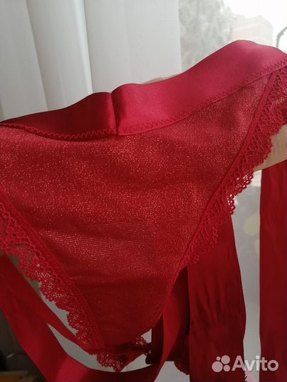 Красные трусики, колготки, сетка комбинезон