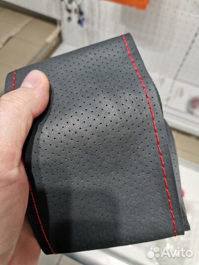 Оплетка на руль со шнуровкой из натуральной кожи