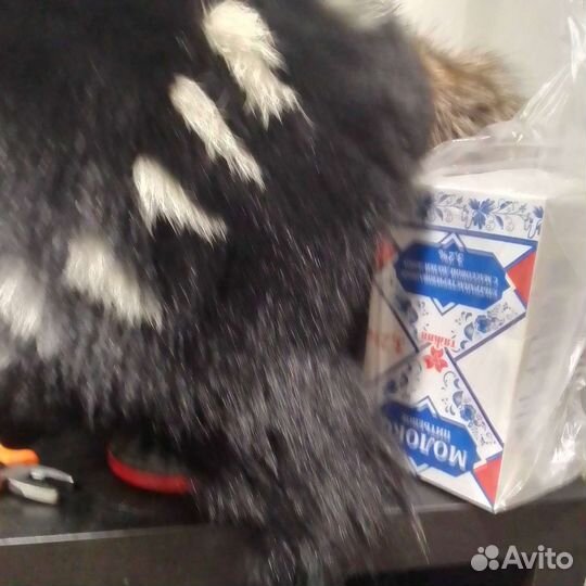 Шапка вязанная норковая и коричневая формовка