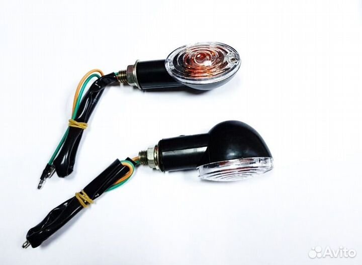 Поворотники мини (пара) овальные черные прозрачные