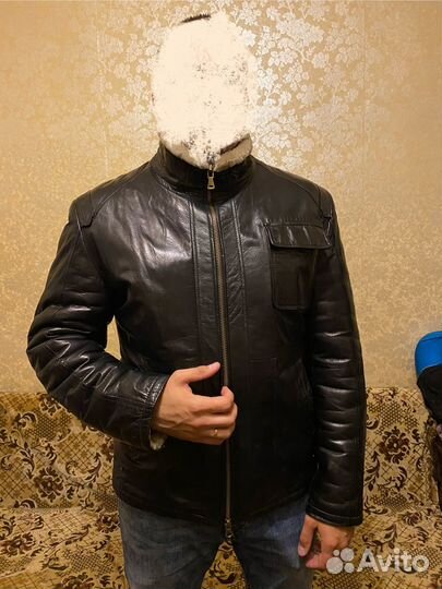 Кожаная куртка мужская зимняя на мутоне