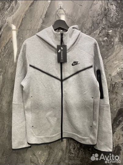 Зип худи Nike tech fleece серая