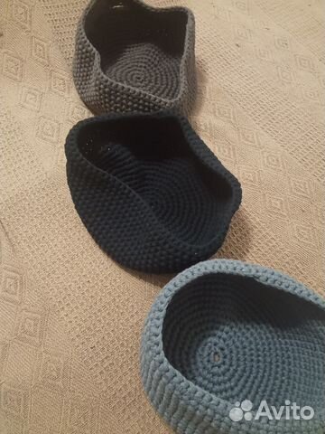 Вязаные корзинки с ручками