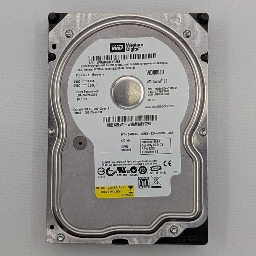 [WD800JD] Жесткий Диск Wd800jd, 0nr694, Wd, Dell, 80гб, Sas