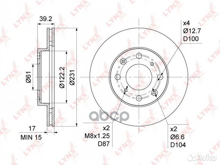 Диск тормозной перед BN1046 lynxauto