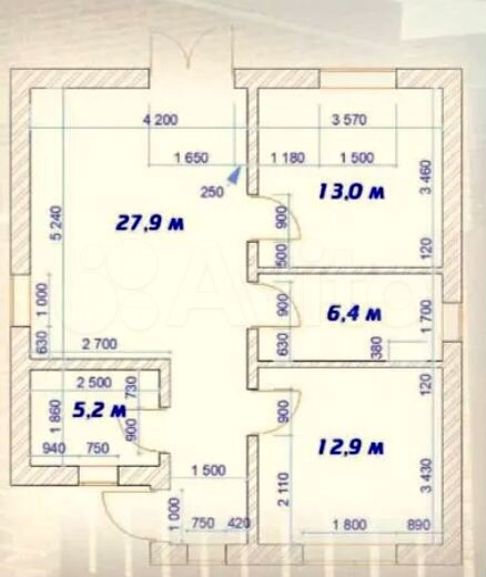 Дом 70 м² на участке 3 сот.