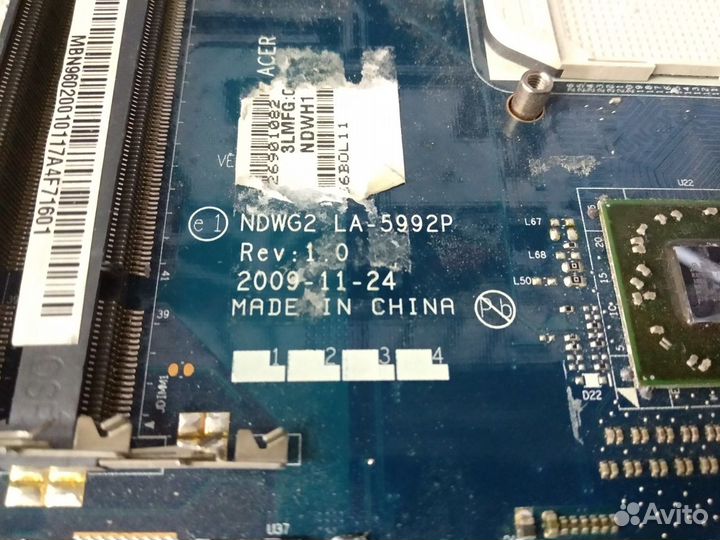 Материнская плата ndwg2 LA-5992P Rev:1.0. донор
