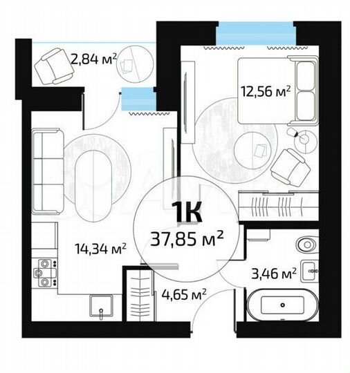 1-к. квартира, 36,4 м², 3/10 эт.