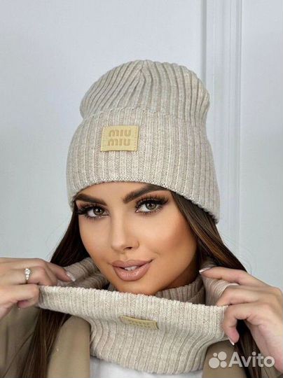 Шапка и шарф miu miu комплект