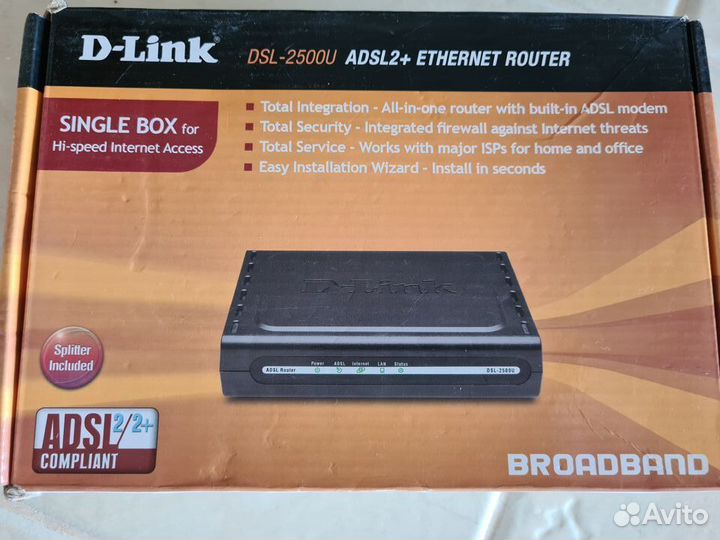 DSL-2500U adsl2+ethernet router (новый)