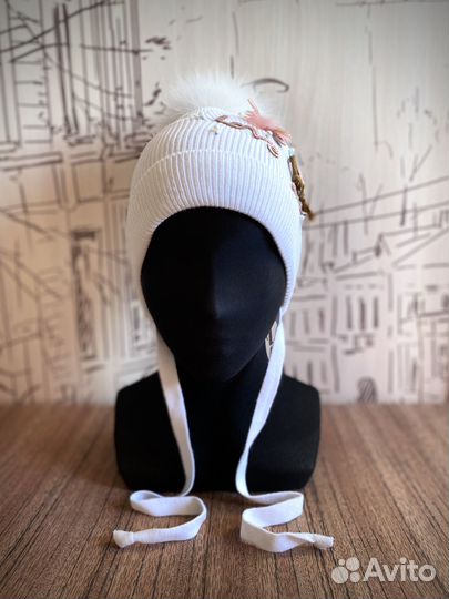 Новые зимние шапочки с натур. помпоном для девочек