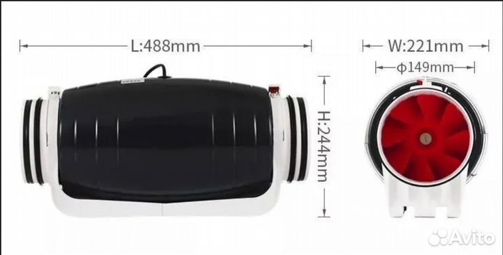 Двухскоростной канальный вентилятор D150