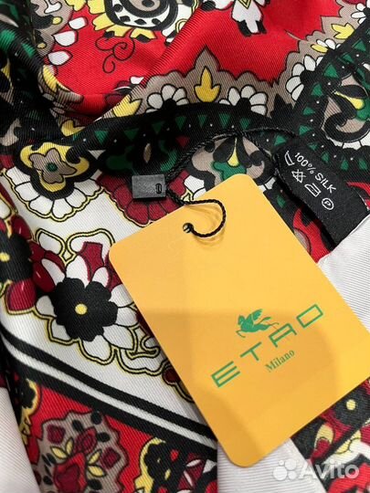 Платок шаль шелковый Etro белый цветной