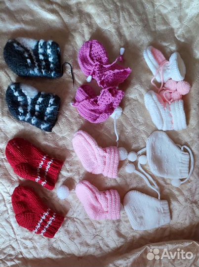 Носки ручной вязки шерстяные и хб