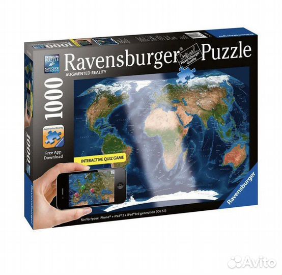 Пазл интерактивный 1000 карта мира Ravensburger