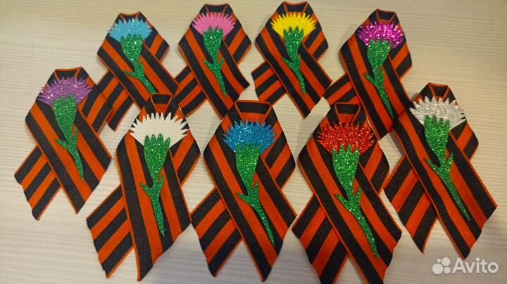 Георгиевская лента. Брошь. Цвета в ассортименте