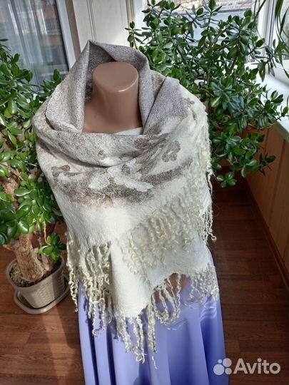 Шарф женский шерстяной валяние валяный