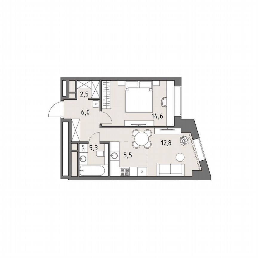 2-к. квартира, 46,6 м², 24/35 эт.