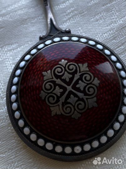 Эмалевая ложечка, серебро