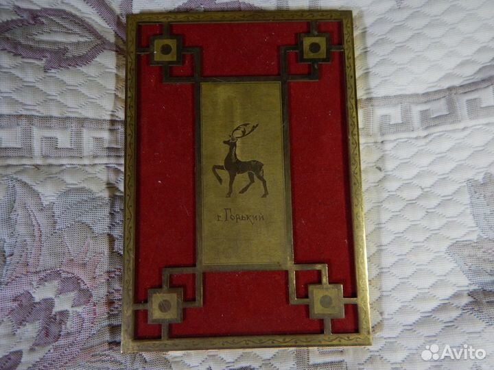 Латунная редкая поздравительная открытка-складень