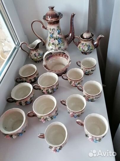 Сервиз кофейный чайный лепнина розы
