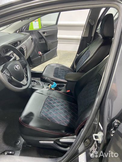 Чехлы Renault Duster 2 красн. ромб комбинированные