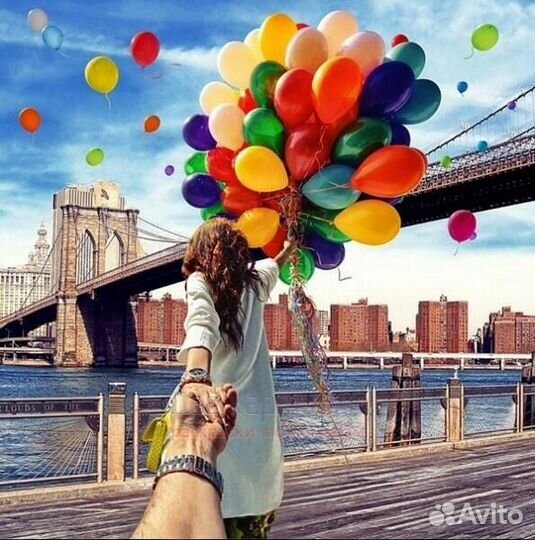 Алмазная мозаика 40x50 Девушка с охапкой воздушных