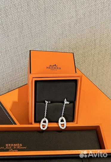 Серьги Hermes серебро оригинал