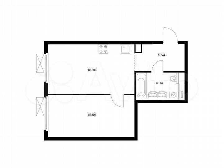 1-к. квартира, 44,4 м², 20/33 эт.