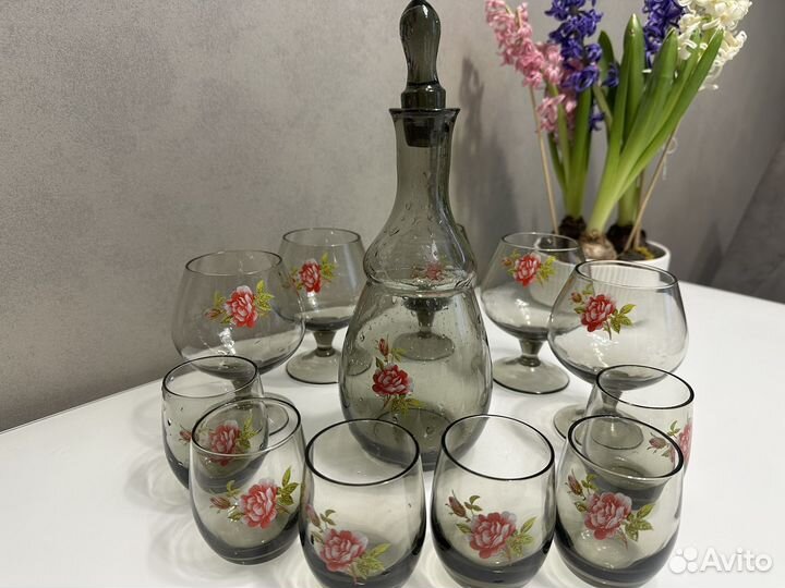Подарочный набор СССР графин стаканы и фужеры