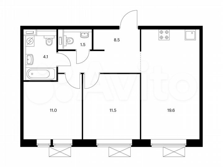 2-к. квартира, 56,2 м², 9/17 эт.