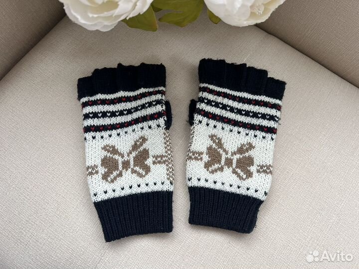 Перчатки женские митенки зимние Бантик