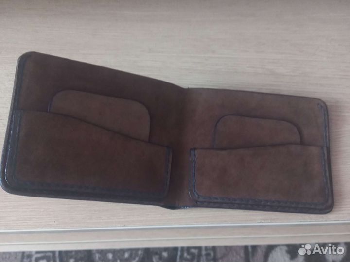Кошелек мужской работа ручная кожа алькантара