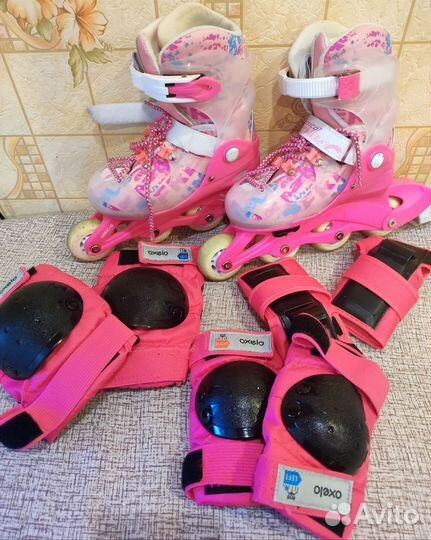 Ролики раздвижные 30-33 и новая защита для девочки