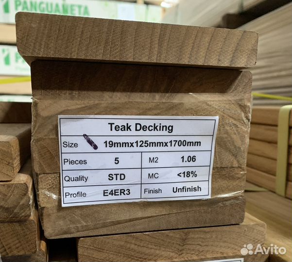 Планкен гладкий тик 19х145х1000, пог м