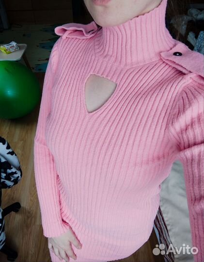 Платье лапша розовое теплое 42-44 размер