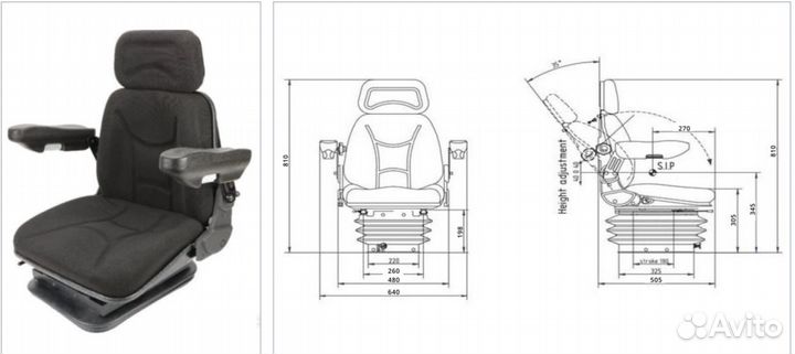 Сиденье с пневматической подвеской