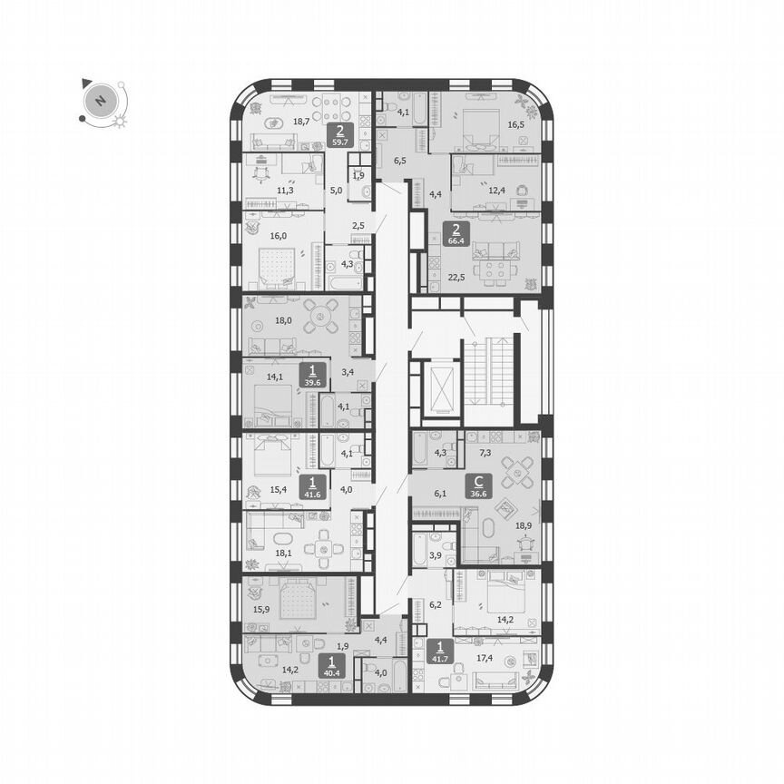 1-к. квартира, 41,7 м², 4/5 эт.