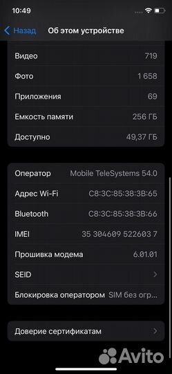 iPhone X, 256 ГБ