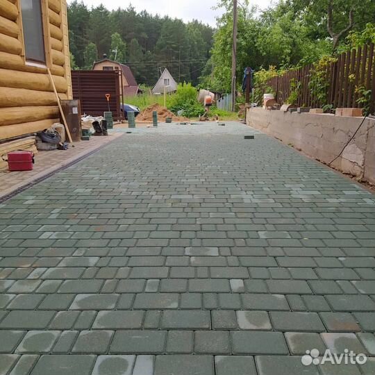 Укладка брусчатки, тротуарной плитки, бордюров