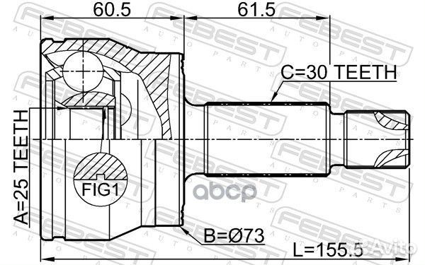 Шрус наружный 25X73X30 2210-K5 Febest