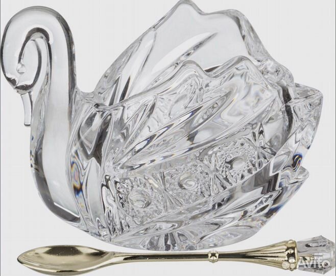 Икорница лебедь muza crystal с ложкой