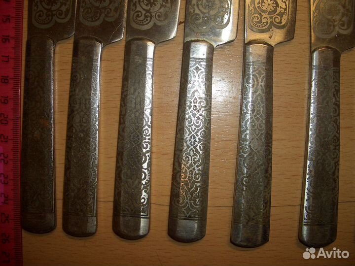 Набор Ножи Вилки 12 штук Златоуст Сталь Гравировка