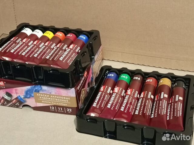 Краска художественная акрил Brauberg набор 12 x22
