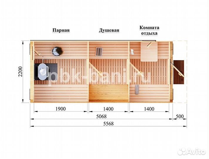 Баня бочка квадро Евангелина 5.5м