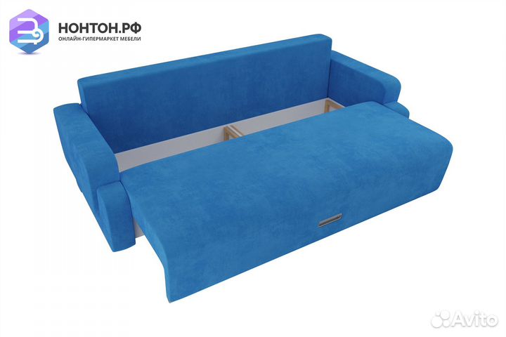 Диван еврокнижка Ника велюр голубой