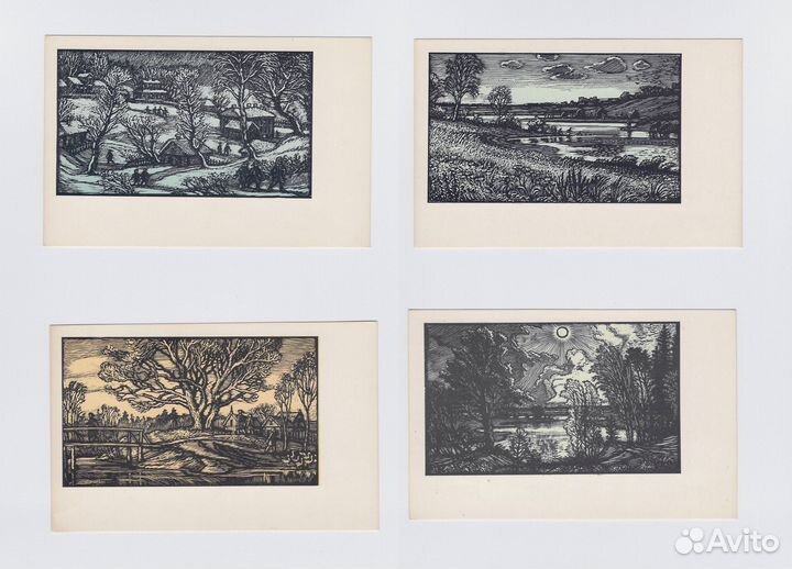 Времена года 12 гравюр на дереве 1969 Константинов