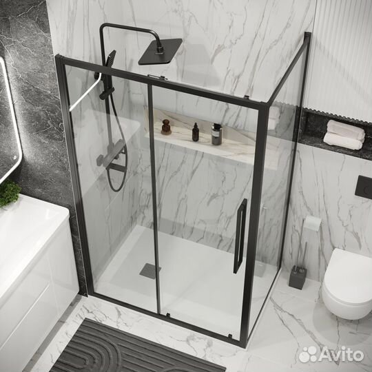 Душ.огр. Cosmo 11070195 черн мат, прозрачное стек