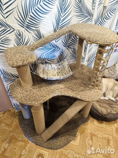 Домик для кошек, собак, когтеточка, гамак, 3 этажа